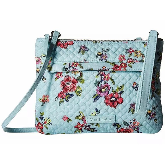 Vera Bradley Iconic RFID Crossbody Ikat Bouquet & Coin Purse Water Bouquet NWT - Picture 4 of 9